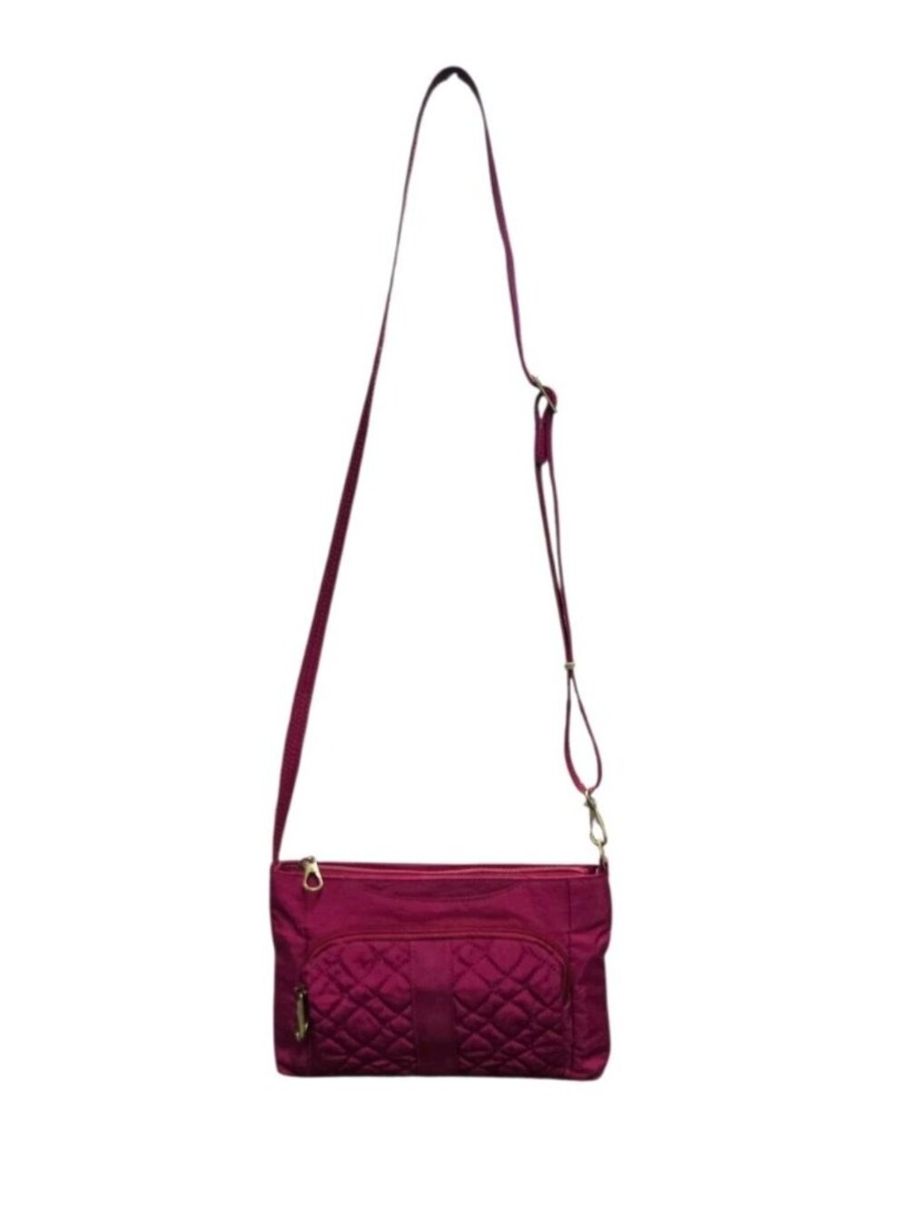 Travelon Anti-Theft Signature Quilted East West Slim Bag Travel Purse Plum